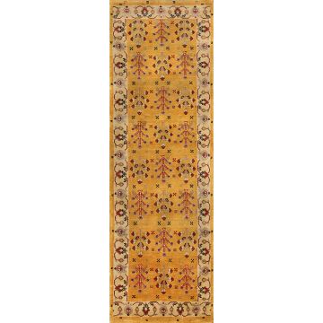 Rugsville Batista Yellow & Gold Floral Wool Tribal Rug 80 x 240 cm