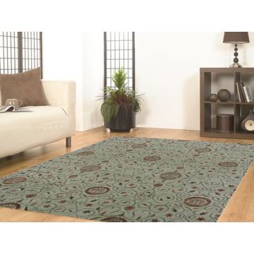 Rugsville Ofilia Transitional Floral Green Hand Knotted Wool & Silk Rug 180 x 270 cm