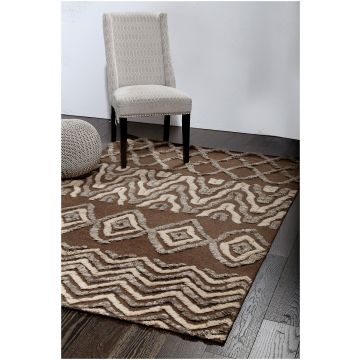 Rugsville Contemporary Geometric Brown Moroccan Rug 150 x 240 cm
