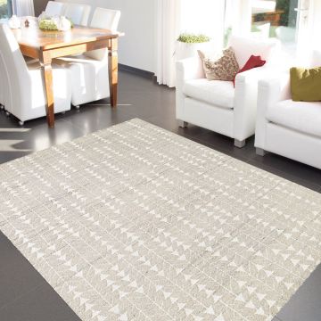Rugsville Cedro Hand Knotted Contemporary Gray Geometric Wool Rug 38033