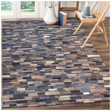 Rugsville Abramo Modern Tile Multi Hand Crafted Cowhide Rug 63115