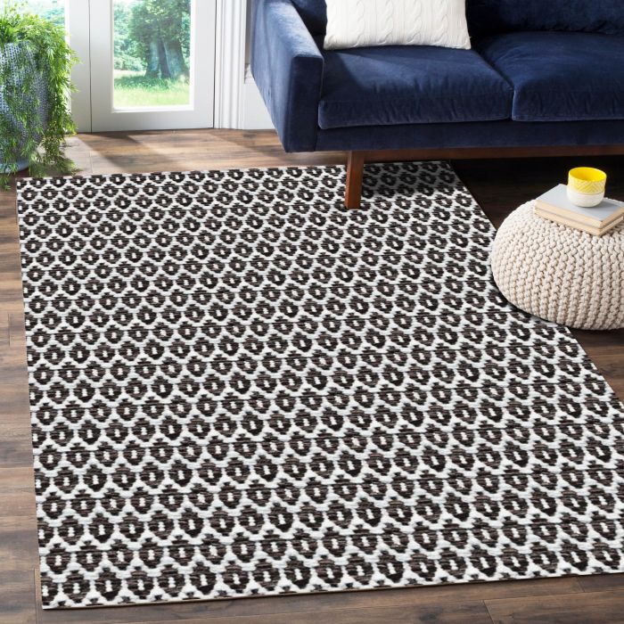 Rugsville Orfeo Contemporary Brown Geometric Hand Woven Wool Rug 180 x 270 cm